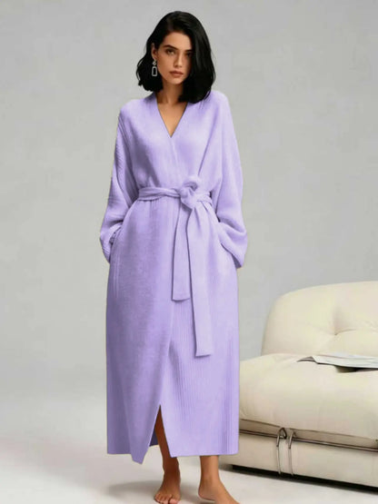 Soft Cozy Fleece Robe for Women — Double-Sided Thickened Long Plush Flannel Loungewear, Warm Fall Winter Pajama Gift