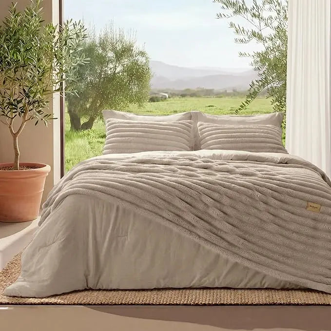 GentleSoft All Season Comforter Set 6-Piece — SnapTech 2-in-1 with Detachable Fluffy Blanket, Year Round Bedding