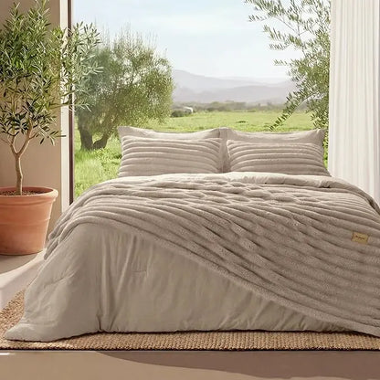 GentleSoft All Season Comforter Set 6-Piece — SnapTech 2-in-1 with Detachable Fluffy Blanket, Year Round Bedding