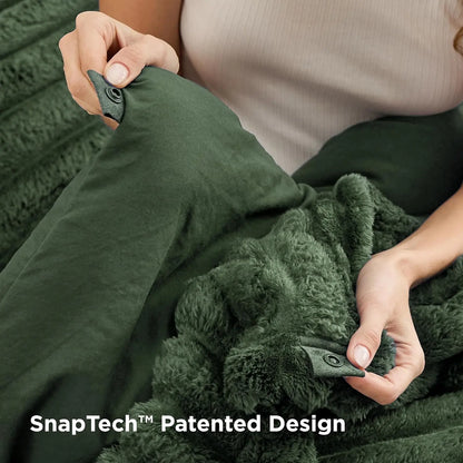 GentleSoft All Season Comforter Set 6-Piece — SnapTech 2-in-1 with Detachable Fluffy Blanket, Year Round Bedding