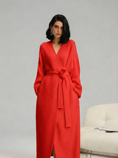 Soft Cozy Fleece Robe for Women — Double-Sided Thickened Long Plush Flannel Loungewear, Warm Fall Winter Pajama Gift