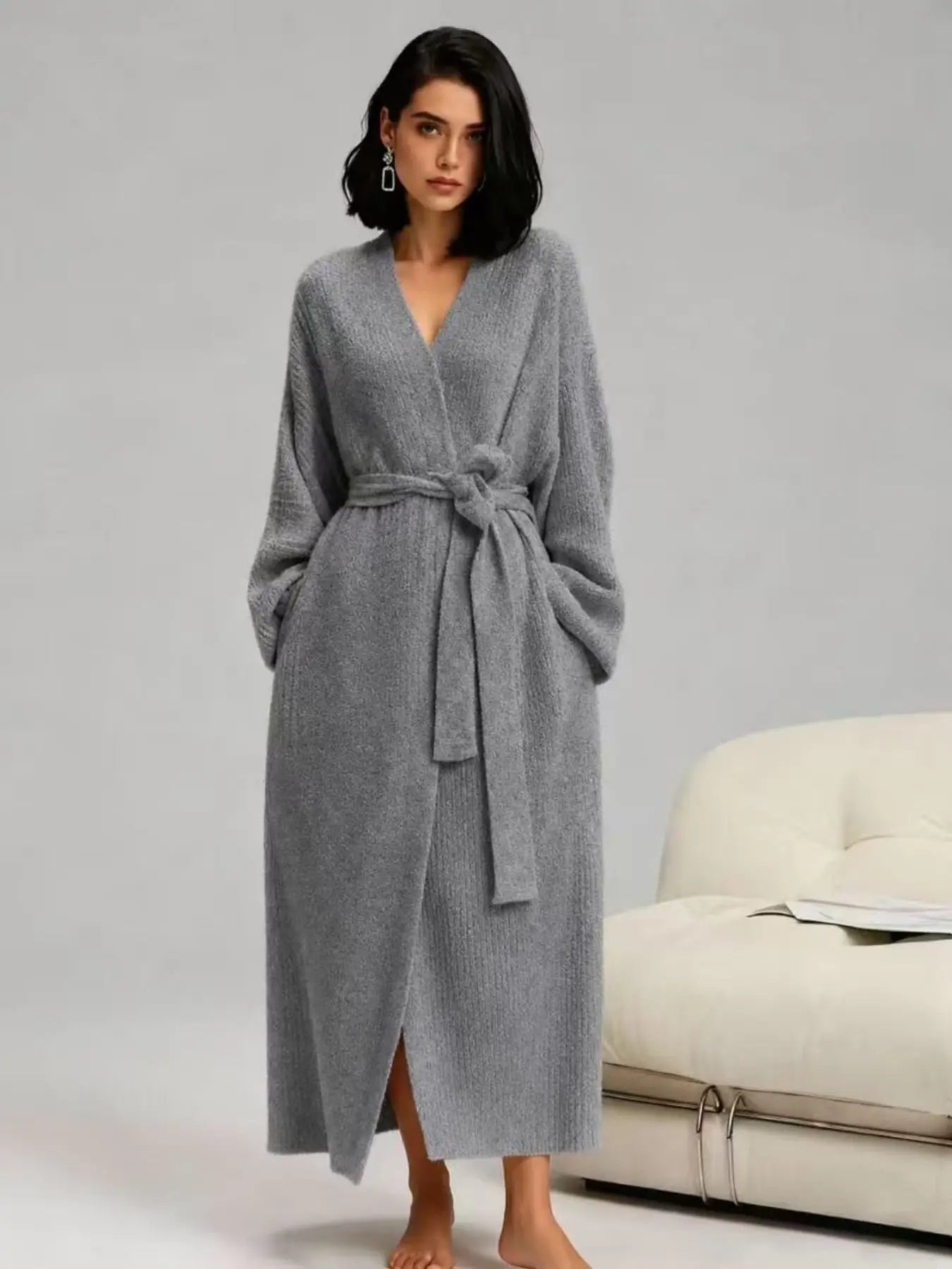 Soft Cozy Fleece Robe for Women — Double-Sided Thickened Long Plush Flannel Loungewear, Warm Fall Winter Pajama Gift