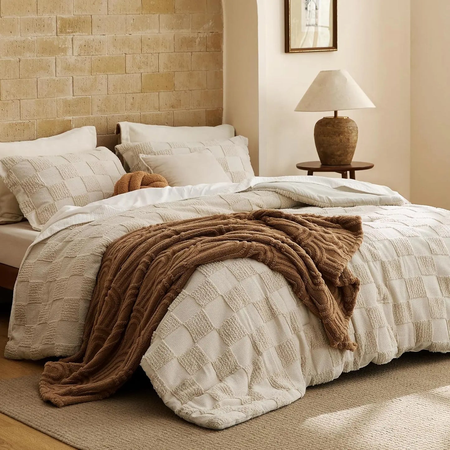 Bohemian Quilted Comforter Set 3-Piece — Soft Breathable Bedding with 2 Pillow Shams, Lightweight Boho Quilt