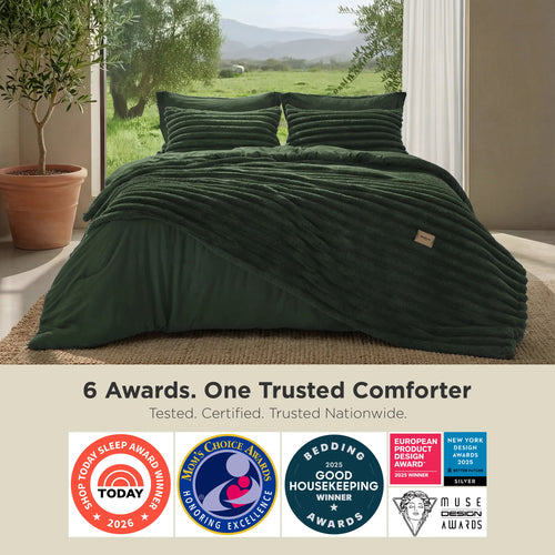 GentleSoft All Season Comforter Set 6-Piece — SnapTech 2-in-1 with Detachable Fluffy Blanket, Year Round Bedding