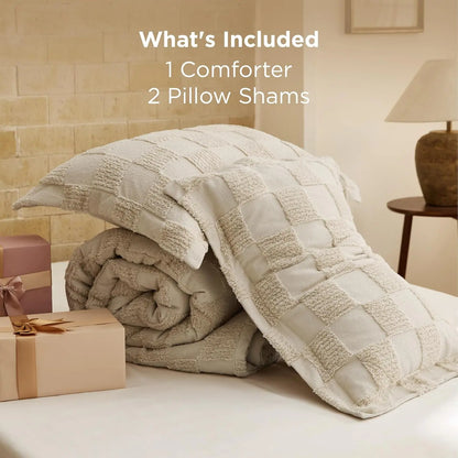 Bohemian Quilted Comforter Set 3-Piece — Soft Breathable Bedding with 2 Pillow Shams, Lightweight Boho Quilt