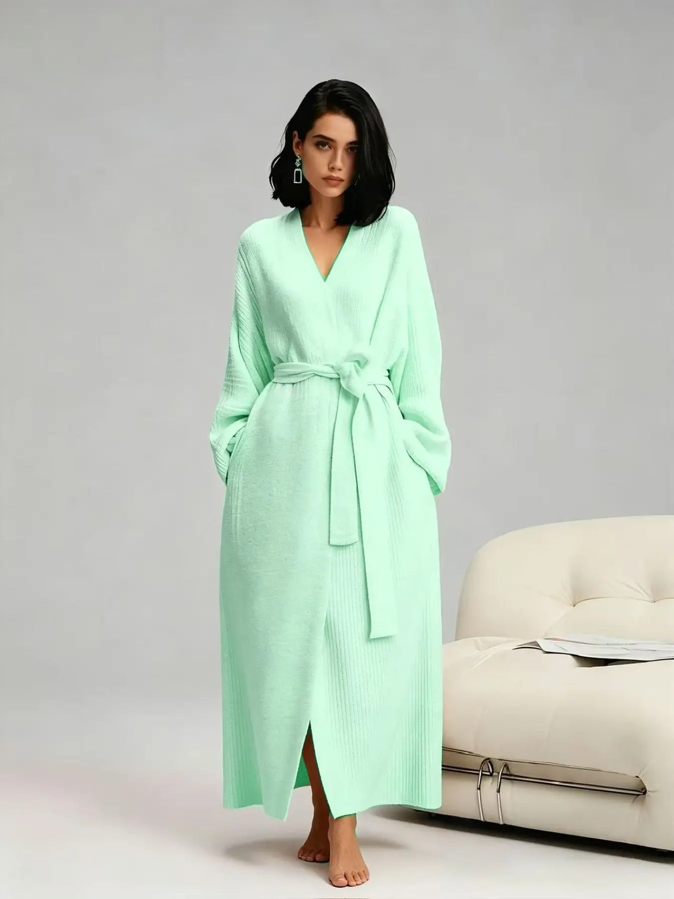 Soft Cozy Fleece Robe for Women — Double-Sided Thickened Long Plush Flannel Loungewear, Warm Fall Winter Pajama Gift