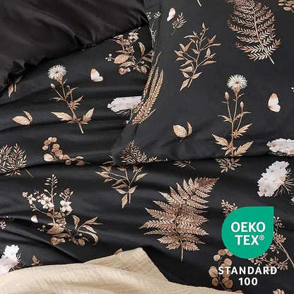 🌺 3-Piece Soft Floral Reversible Bed Set — Cute Botanical Flowers Comforter with 2 Pillow Shams, Lightweight Cozy Bedding