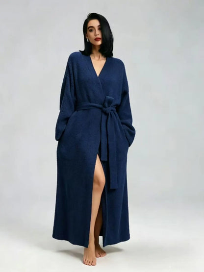 Soft Cozy Fleece Robe for Women — Double-Sided Thickened Long Plush Flannel Loungewear, Warm Fall Winter Pajama Gift