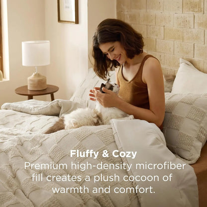 Bohemian Quilted Comforter Set 3-Piece — Soft Breathable Bedding with 2 Pillow Shams, Lightweight Boho Quilt